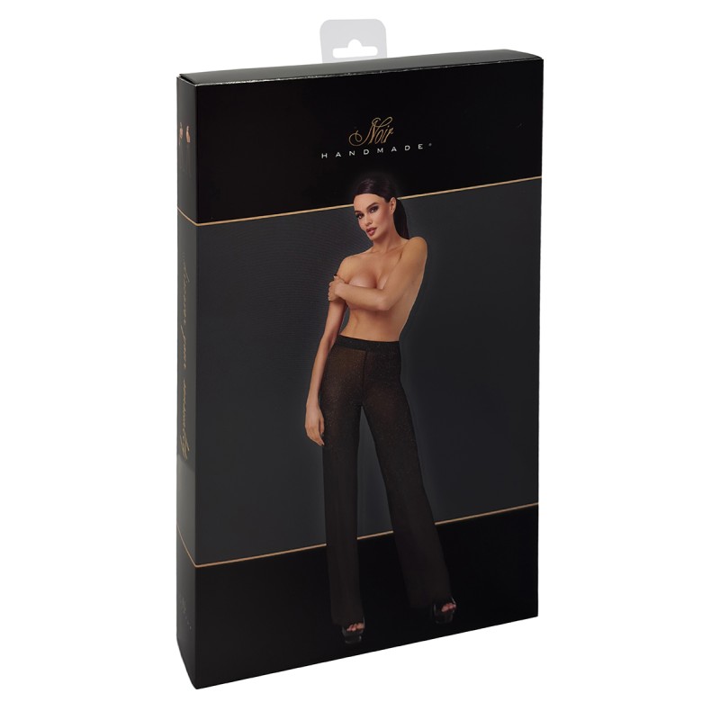 Pantalon en maille pailletée Onyx F374 - Noir Handmade Noir HandMade