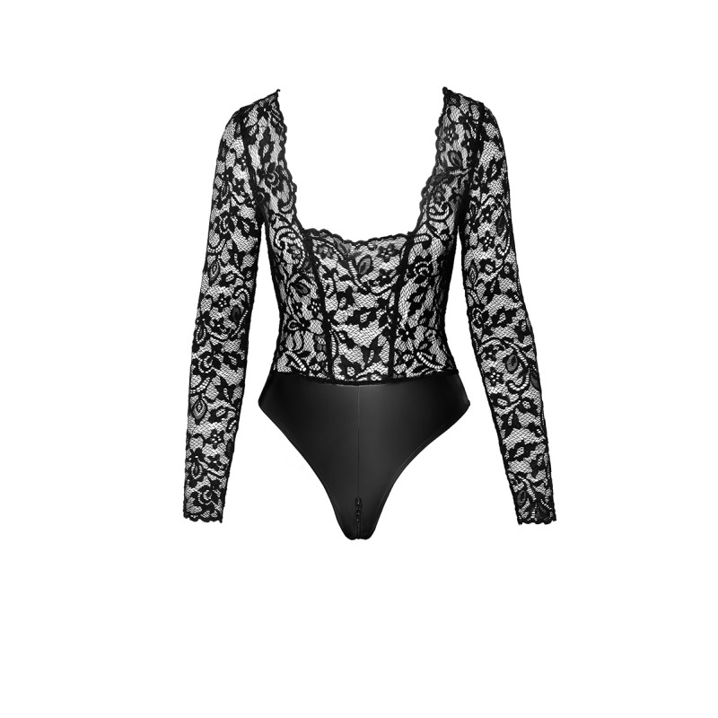 Body Psyché F296 wetlook et dentelle Noir HandMade