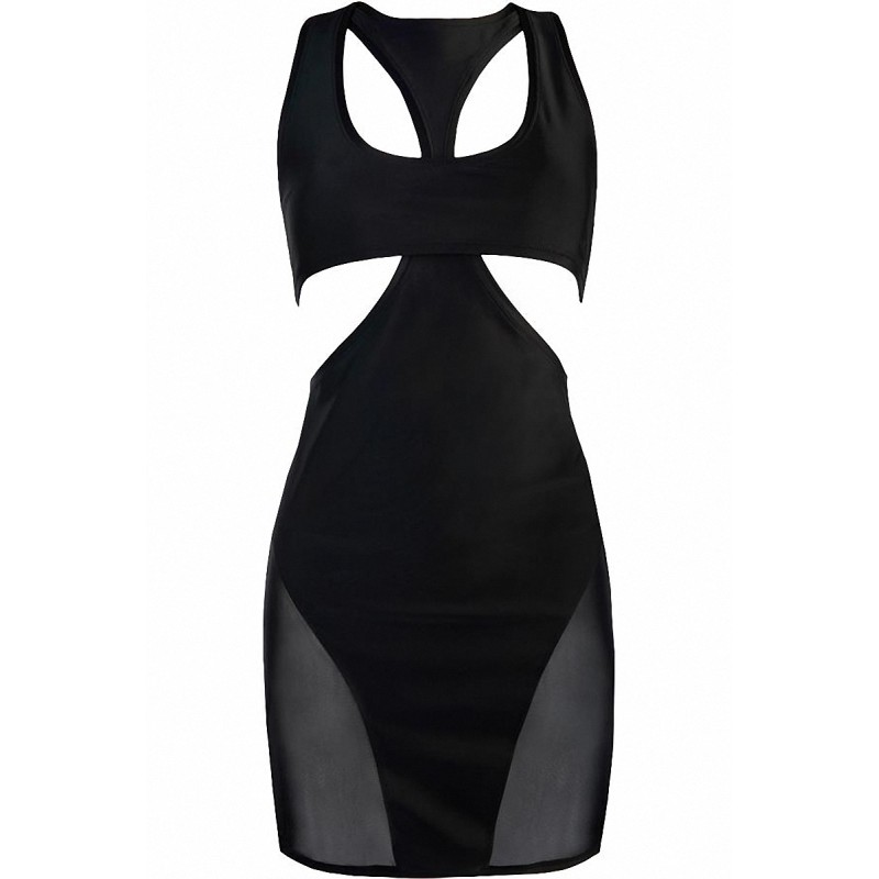 Robe moulante noire V-10619 - Axami Axami