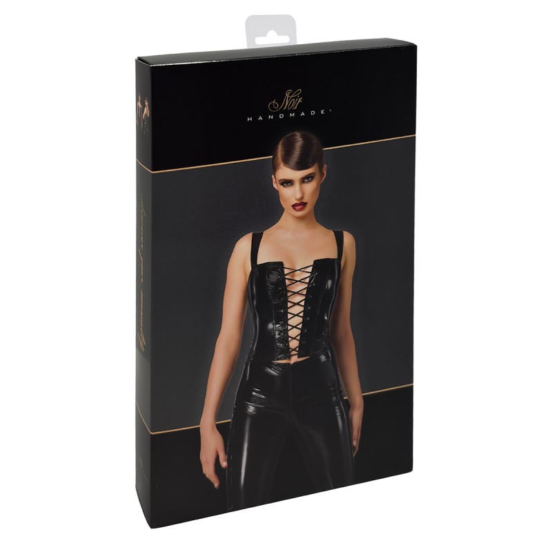 Corset en vinyle Dominae F379 - Noir Handmade Noir HandMade