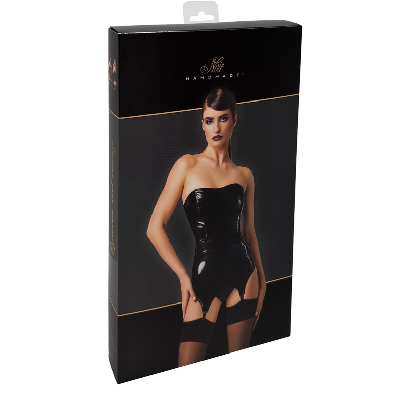 Corset porte-jarretelle vinyle Dominae F381 - Noir Handmade Noir HandMade