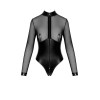 Body Edge zippé avec anneaux F321 wetlook et tulle Noir HandMade