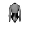 Body Edge zippé avec anneaux F321 wetlook et tulle Noir HandMade