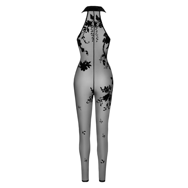 Combinaison zippée Ego F315 tulle floqué Noir HandMade