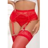 Porte-jarretelles dentelle rouge & string - Litolu Lingerie
