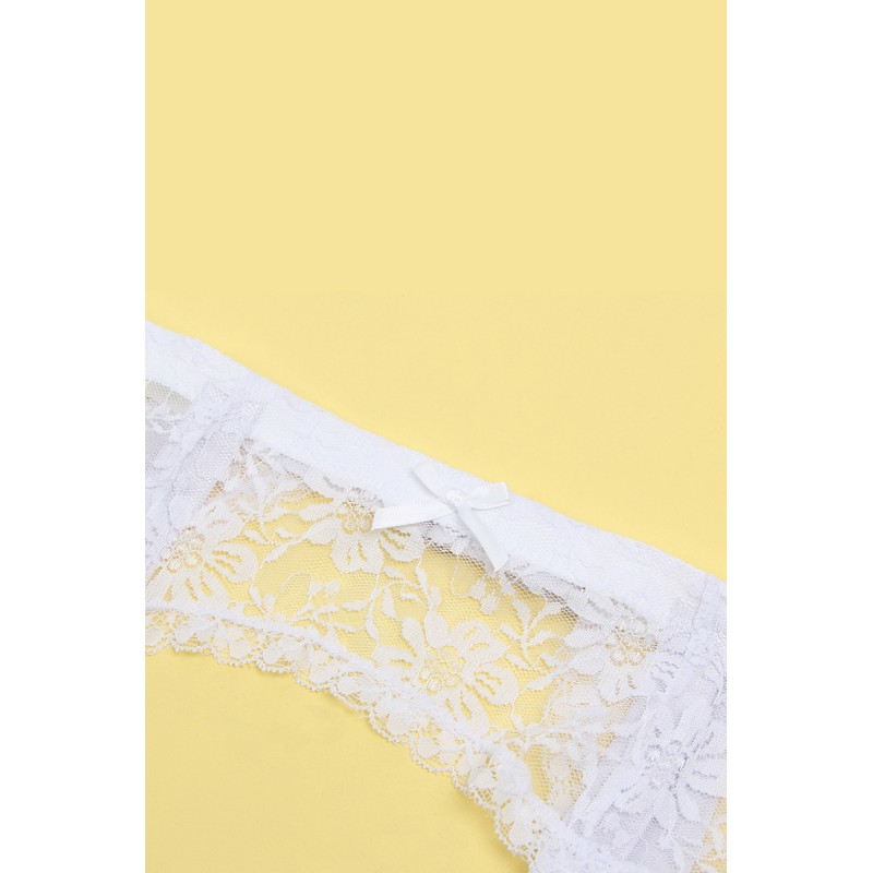 Porte-jarretelles & String Blanc Dentelle - Litolu Lingerie