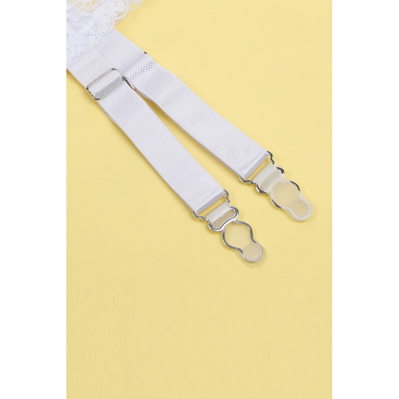 Porte-jarretelles & String Blanc Dentelle - Litolu Lingerie