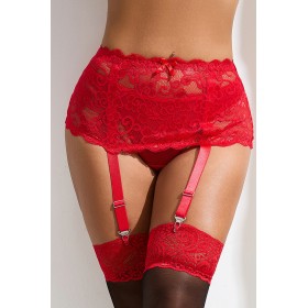 Porte-Jarretelles Dentelle Large Rouge - Litolu Lingerie