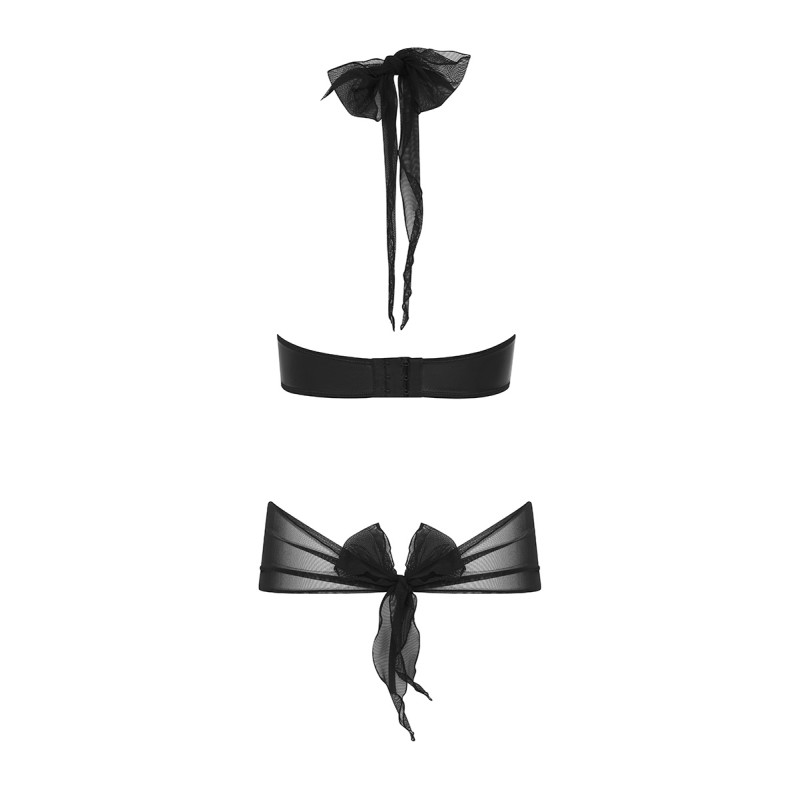 Ensemble Kesmina Faux Cuir & Tulle Noir - Passion Lingerie