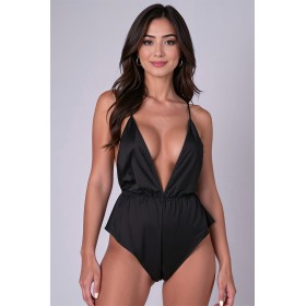 Body noir satiné Sensie - Passion | Fauxseins.fr