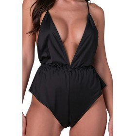 Body noir satiné Sensie - Passion | Fauxseins.fr