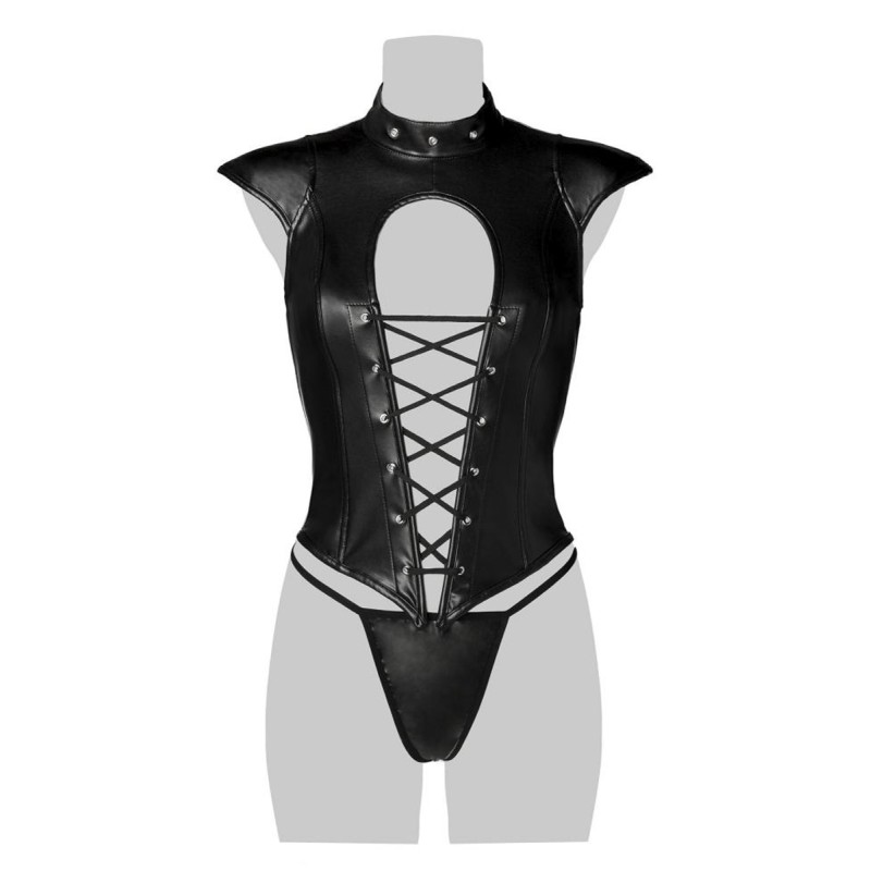 Corsage Lacé Sexy Fetish Faux Cuir Mat | Grey Velvet