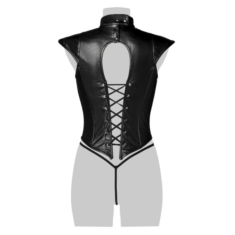 Corsage Lacé Sexy Fetish Faux Cuir Mat | Grey Velvet