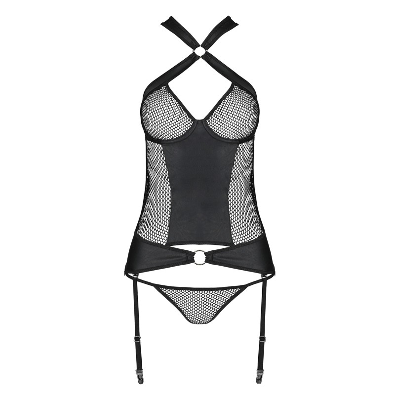 Guêpière Amanda Passion - Résille & Faux Cuir Sexy