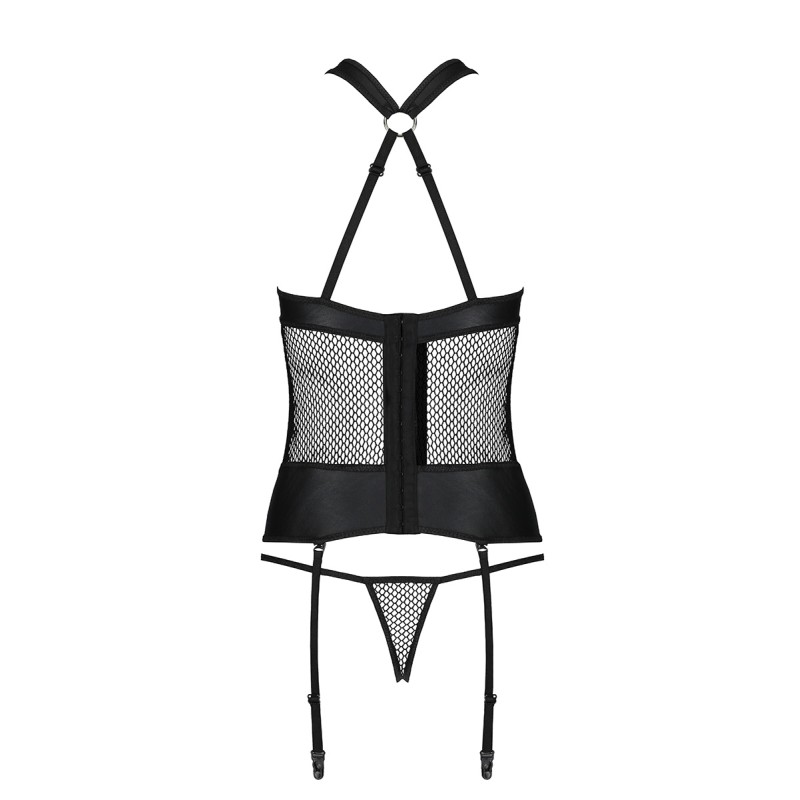 Guêpière Amanda Passion - Résille & Faux Cuir Sexy