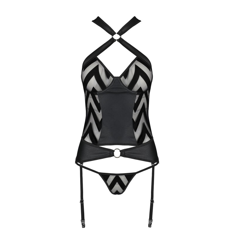 Guêpière Hima Passion – Bustier Faux Cuir & Tulle Velours