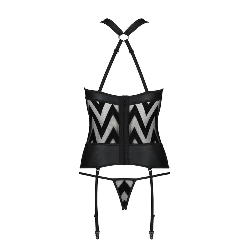 Guêpière Hima Passion – Bustier Faux Cuir & Tulle Velours