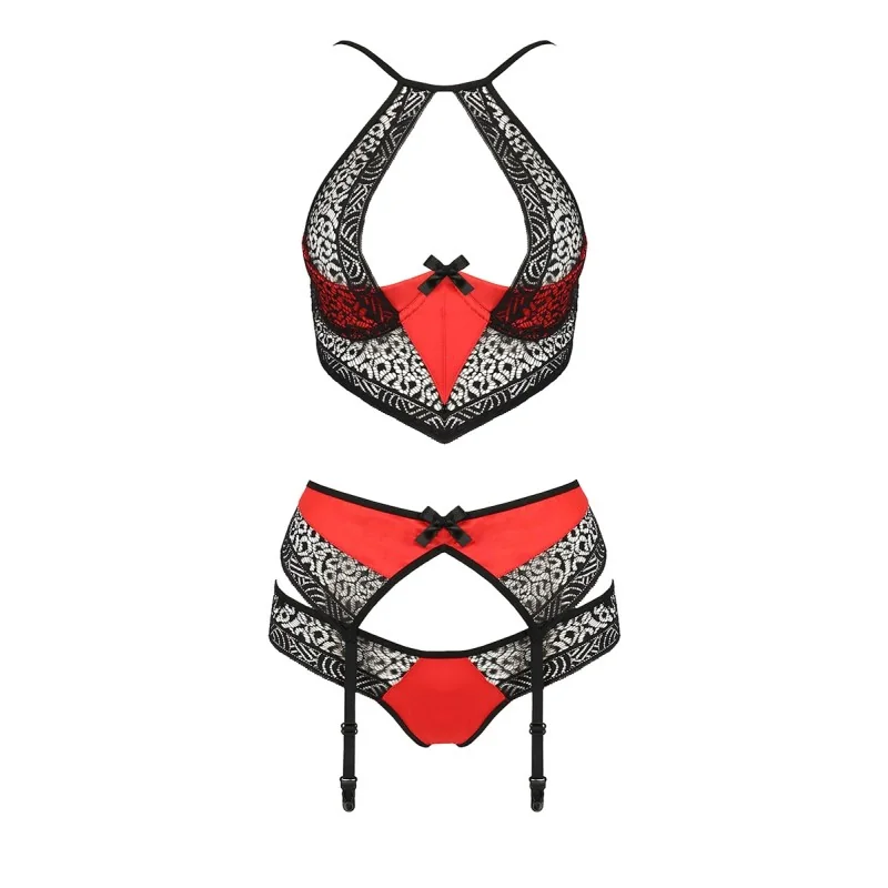 Ensemble à jarretelles Scarlet rouge - Passion Passion lingerie