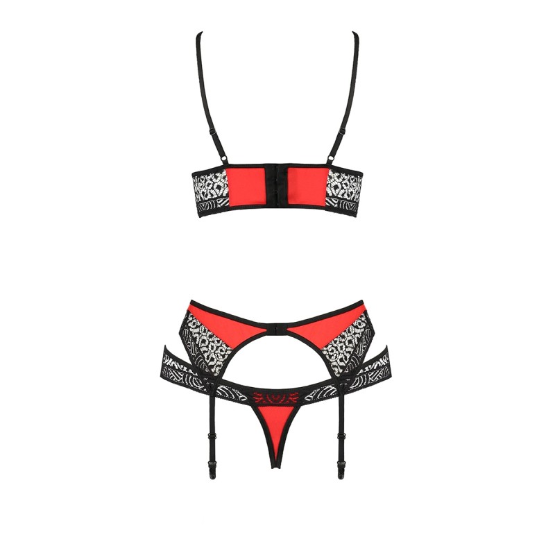 Ensemble Scarlet Rouge Dentelle Porte-Jarretelles – Passion Devil