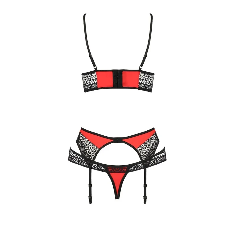 Ensemble à jarretelles Scarlet rouge - Passion Passion lingerie
