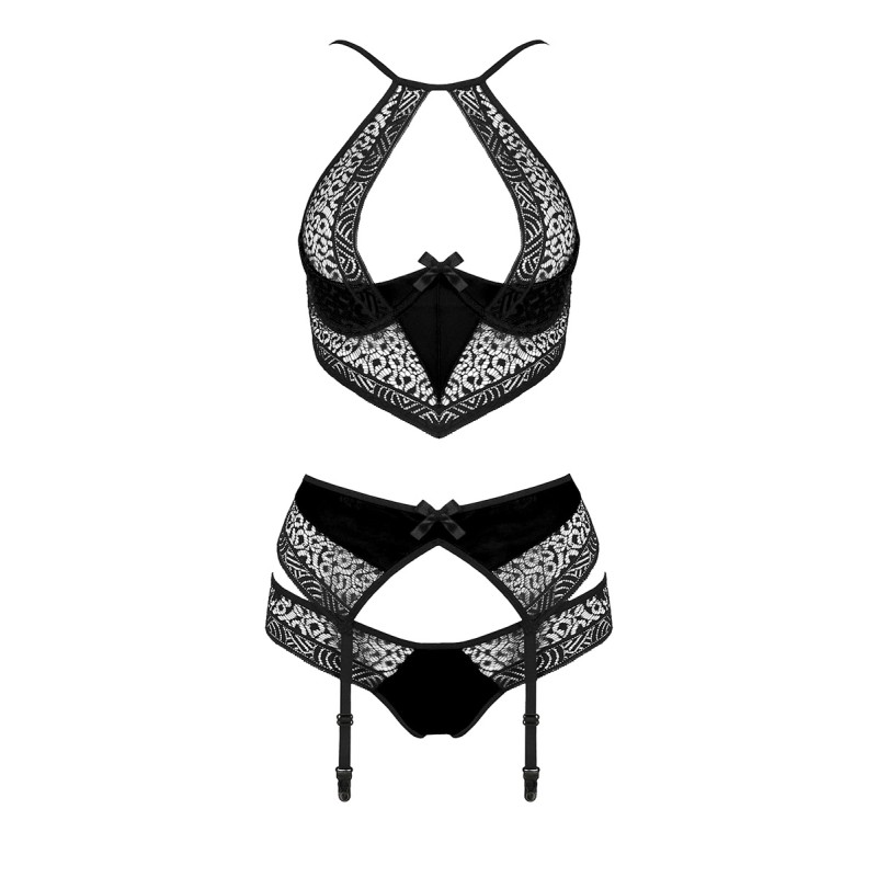 Ensemble Scarlet Noir Dentelle & Jarretelles - Passion