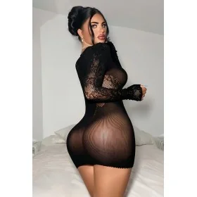 Robe résille noire décolletée manches longues J Lingerie