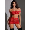 Ensemble Top et Jupe Résille Rouge - J Lingerie | Fauxseins.fr