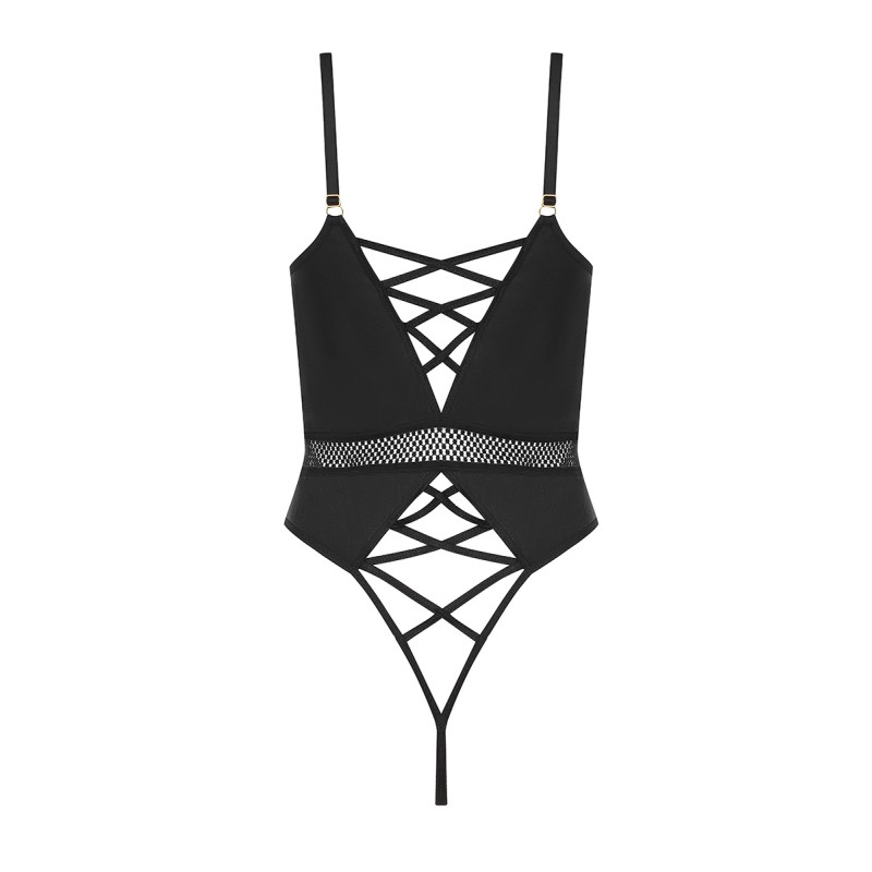Body noir Kristeen crotchless - Passion Lingerie | Fauxseins.fr