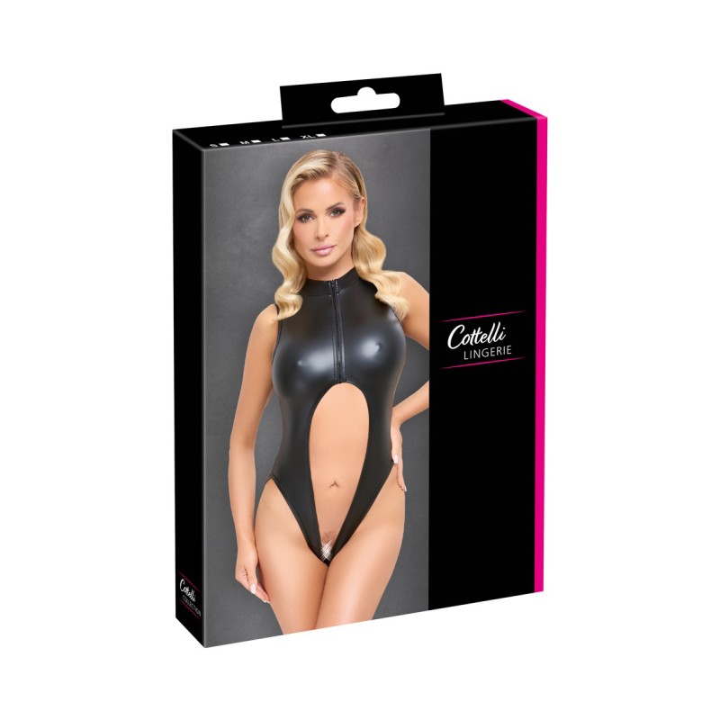 Body noir ouvert entrejambe Cottelli Lingerie | Fauxseins.fr