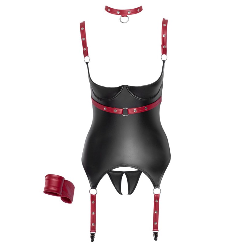 Ensemble Bondage Ouvert Guêpière Seins Nus Cottelli | Fauxseins.fr