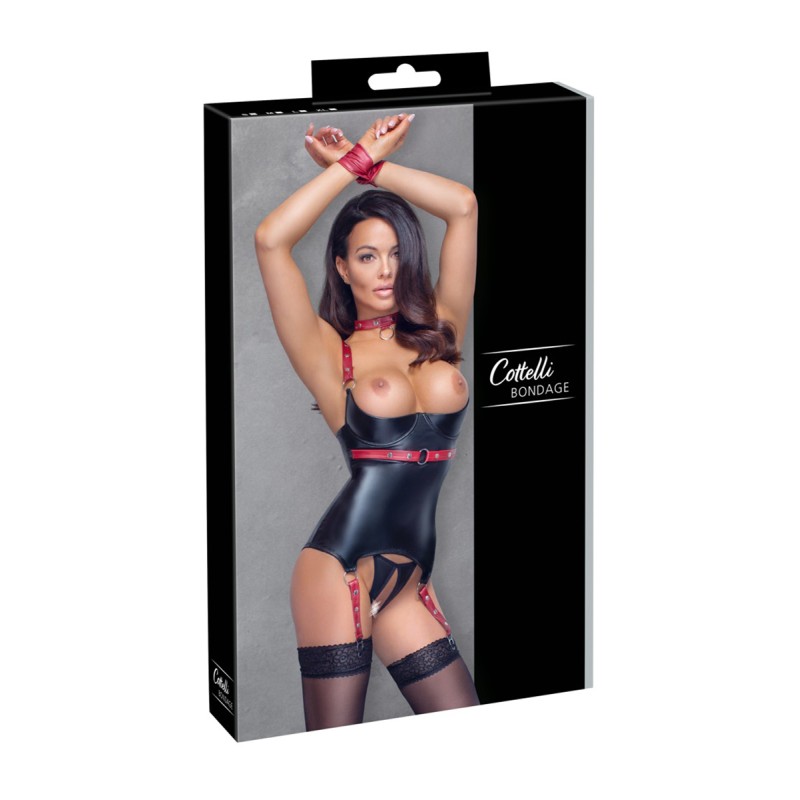 Ensemble Bondage Ouvert Guêpière Seins Nus Cottelli | Fauxseins.fr
