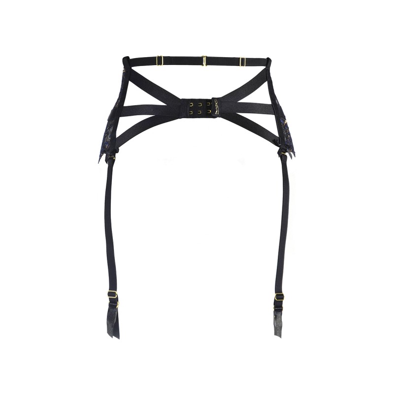 Porte-jarretelles dentelle noir or Axami V-10362 | Fauxseins.fr
