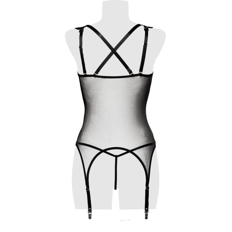 Guépière Tulle Dentelle Noire Grey Velvet | Fauxseins.fr