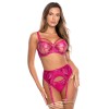 Porte-Jarretelles Rose Fuchsia Broderies V-10252 Axami