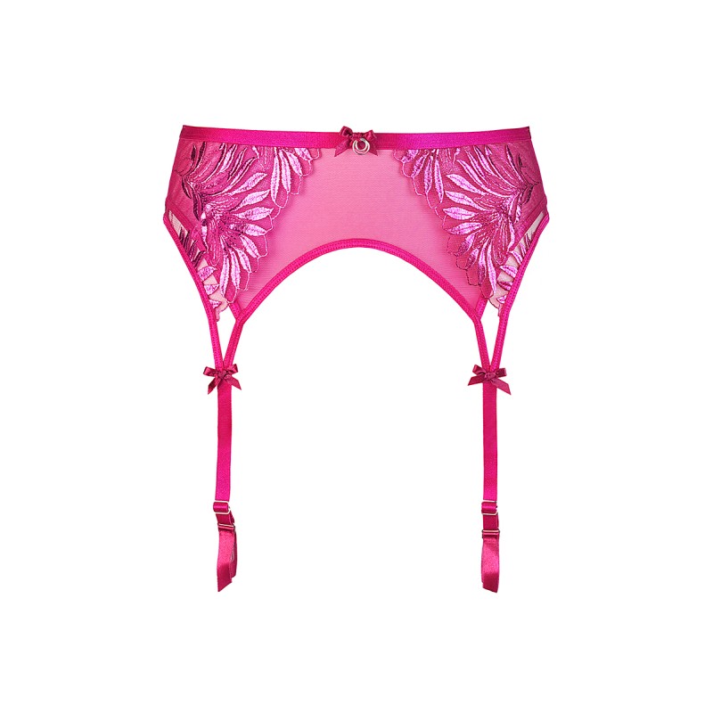 Porte-Jarretelles Rose Fuchsia Broderies V-10252 Axami