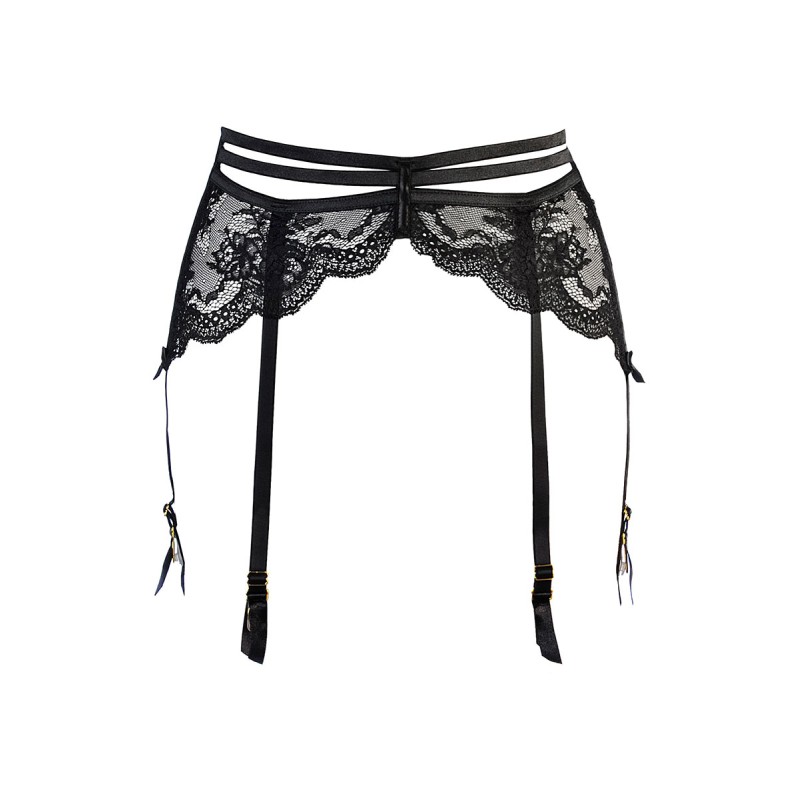 Porte-jarretelles tulle dentelle noir Axami V-10712