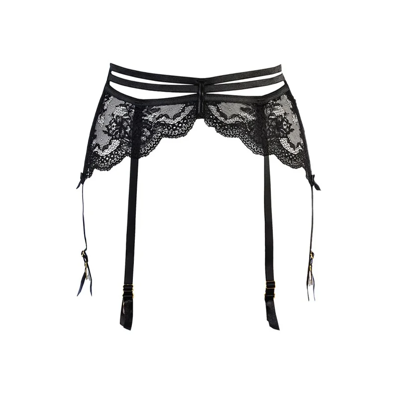 Porte-jarretelles tulle et dentelle noir V-10712 - Axami Axami
