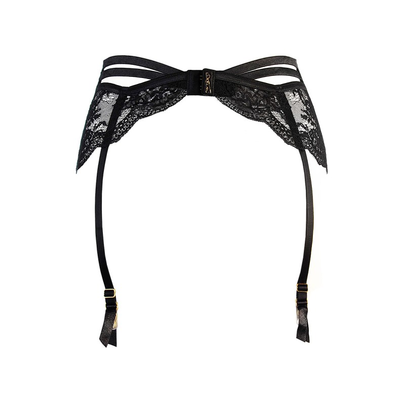 Porte-jarretelles tulle dentelle noir Axami V-10712