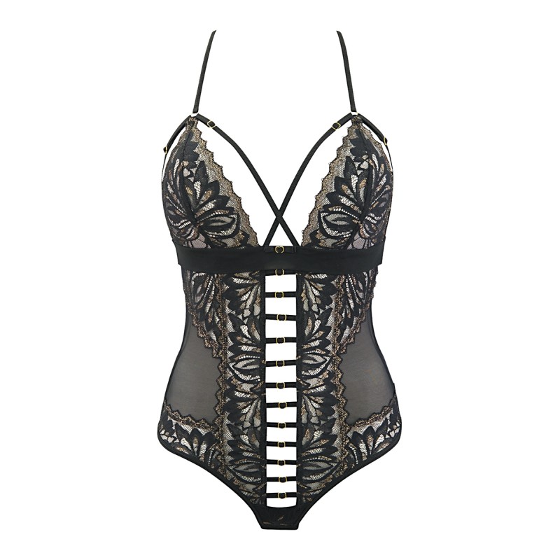 Body String Tulle Dentelle Noir Axami V-10100 | Fauxseins.fr
