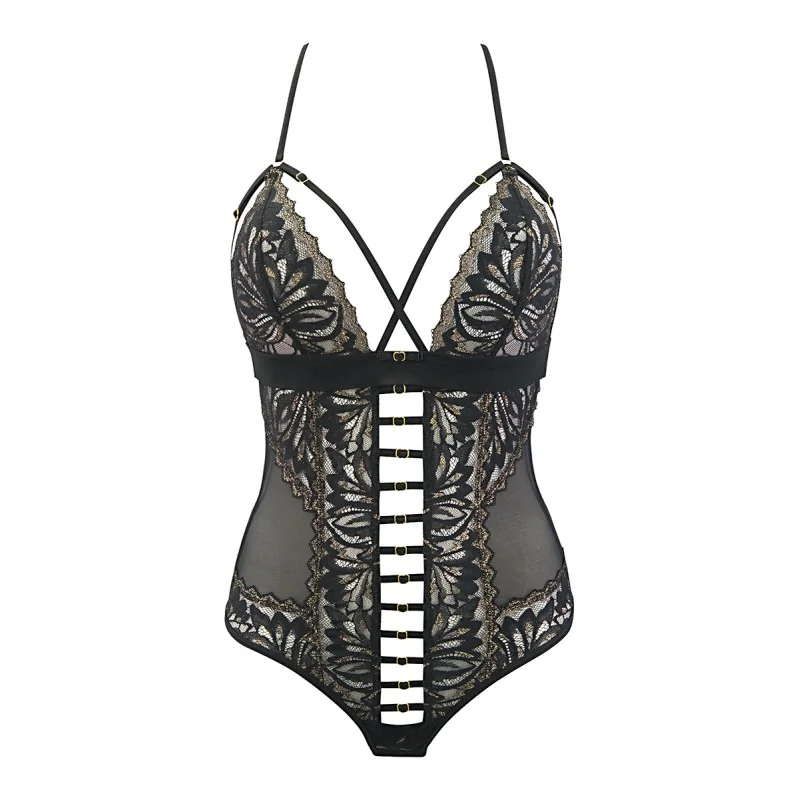 Body string tulle et dentelle noir V-10100 - Axami Axami
