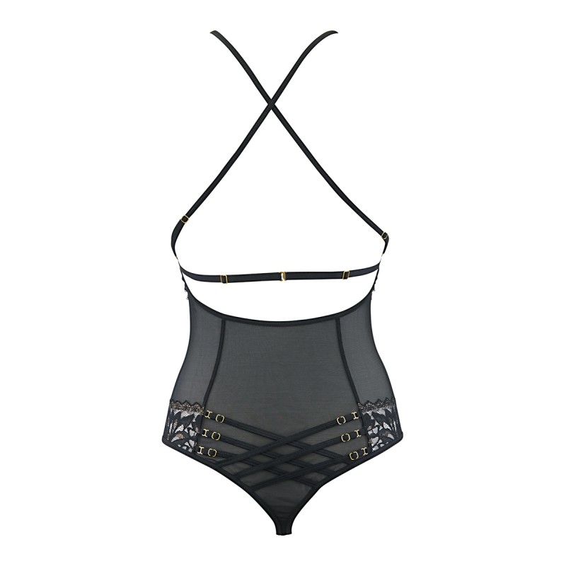 Body String Tulle Dentelle Noir Axami V-10100 | Fauxseins.fr