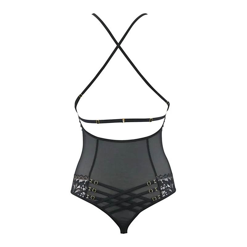 Body string tulle et dentelle noir V-10100 - Axami Axami