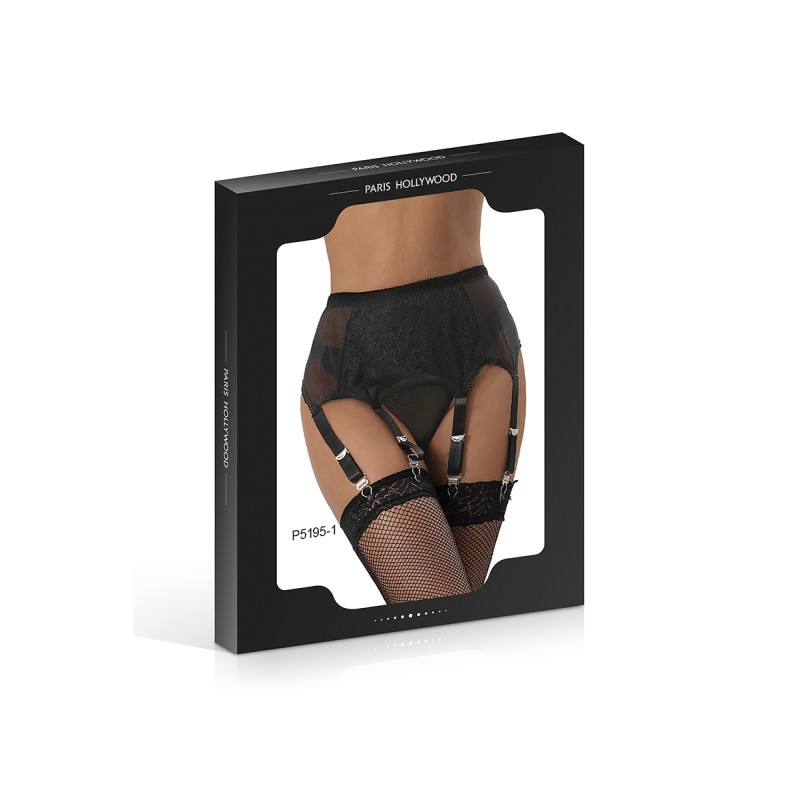 Porte-Jarretelles 6 Clips & String Dentelle Noire Paris Hollywood