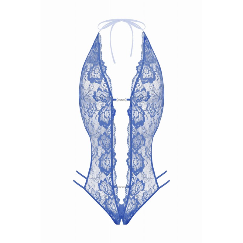 Body string ouvert Renée bleu en dentelle - Christine | Fauxseins.fr