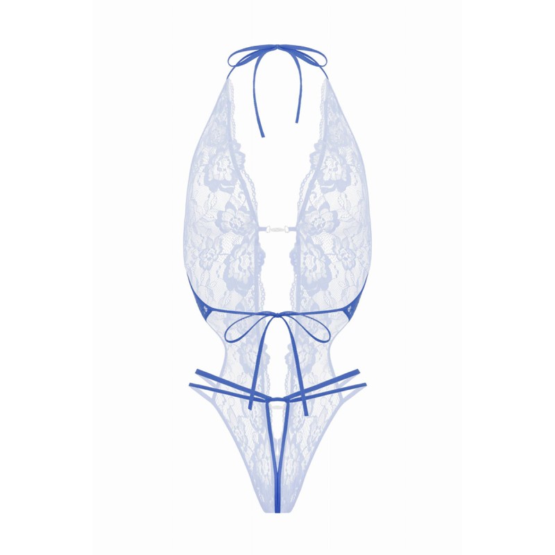 Body string ouvert Renée bleu en dentelle - Christine | Fauxseins.fr