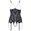 Guêpière seins nus résille & perles + string ouvert - Cottelli
