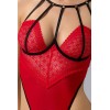Body ouvert Akita rouge dentelle & harnais | Fauxseins.fr