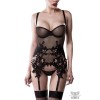 Guêpière Baroque Grey Velvet – Tulle & Guipure Florale