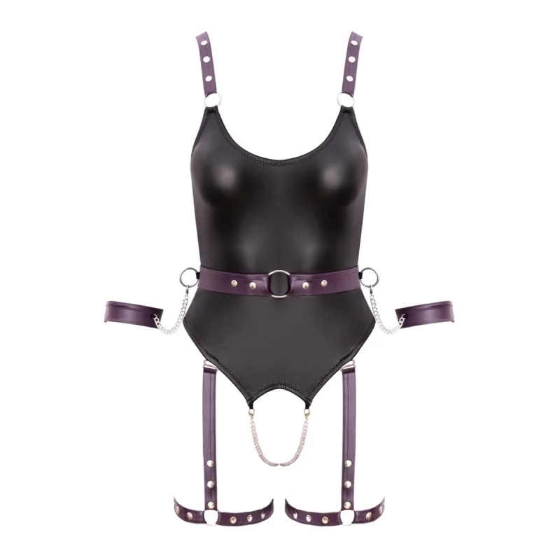 Body à jarretelles ouvert avec menottes - Cottelli Bondage Cotelli Bondage