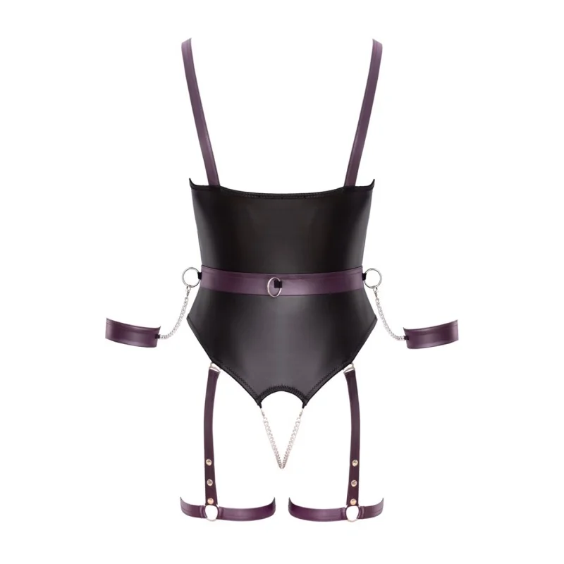 Body à jarretelles ouvert avec menottes - Cottelli Bondage Cotelli Bondage
